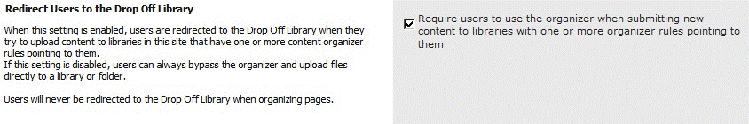 Content organizer settings