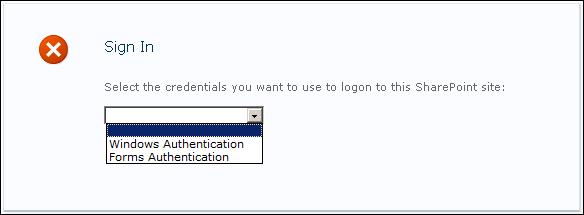 Default authentication selection page