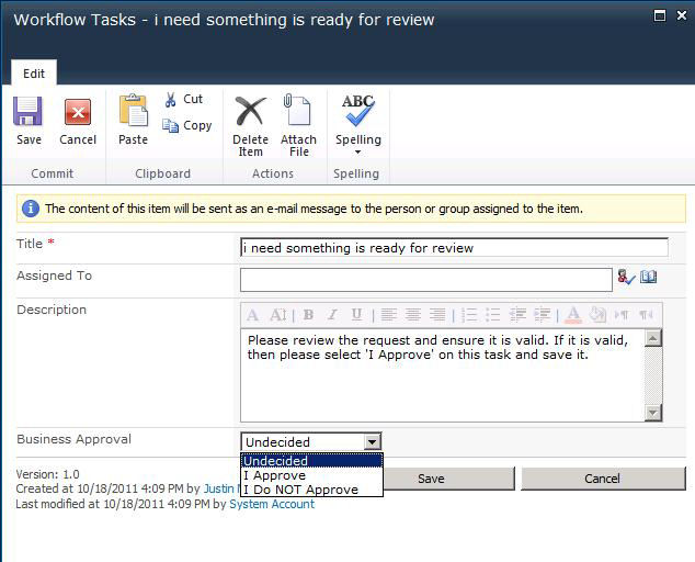 Workflow Task edit form with custom approval field