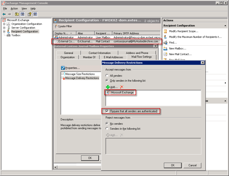 Configuring secure journaling to an external store