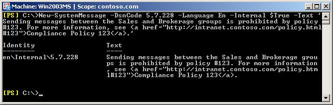 Create DSN message using Exchange Management Shell