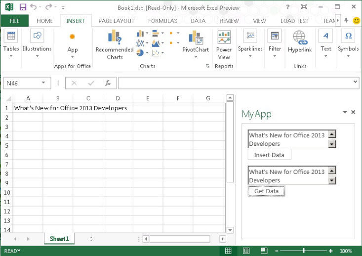 Task pane app for Excel