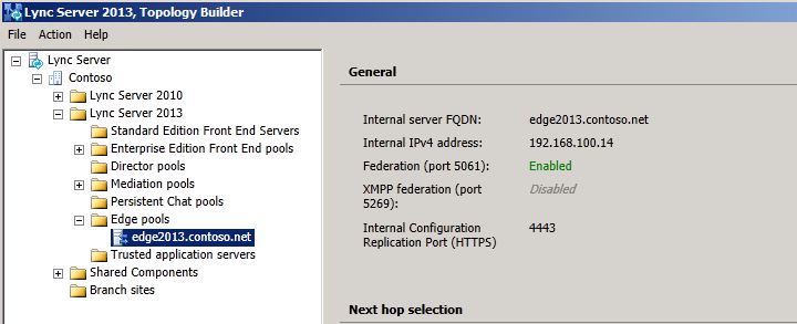 Topology Builder, Edge pool, Federation enabled