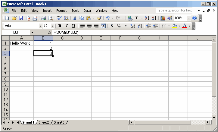 Simple SpreadsheetML sample file