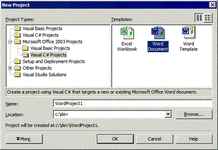 You can create either a Word Document or a Word Template project in Visual Studio 2005
