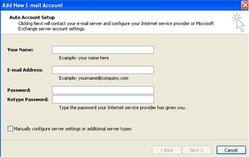 Add E-mail Account when ExchangeAddressDetect=0