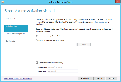 Manage Activation Objects page