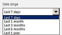 An image of the Date Range drop down box in the Office Telemetry dashboard's navigation pane