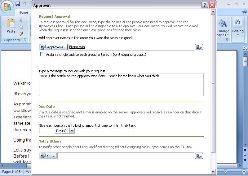 Office SharePoint Server - approval scenario