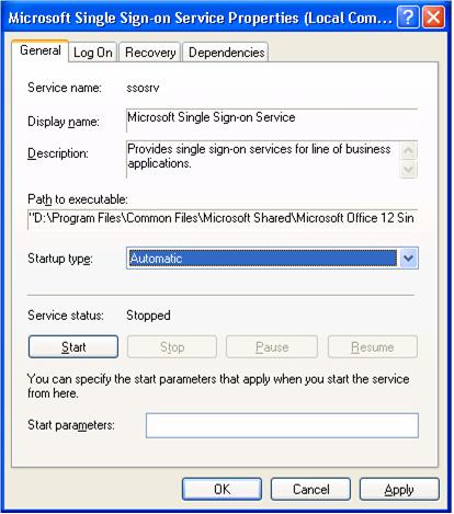Single sign-on service properties settings