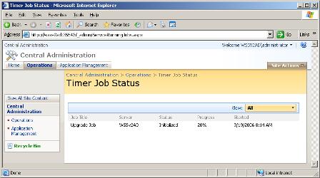 Timer Job Status page for current job