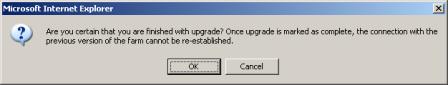 Finishing the upgrade process message