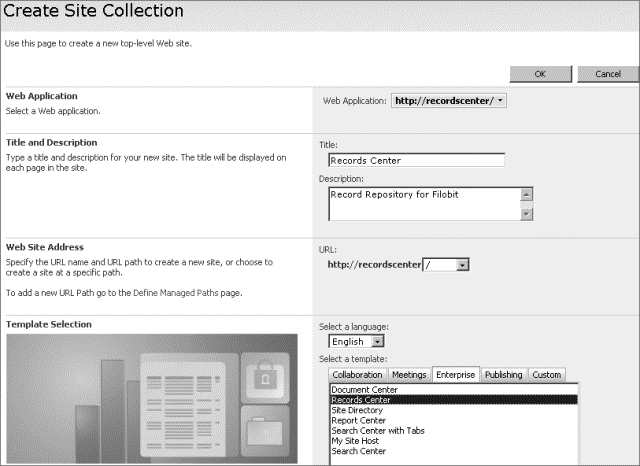 Create Site Collection web form