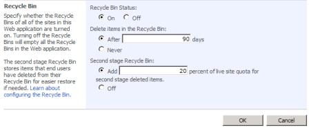 Recycle Bin - global and second-state settings