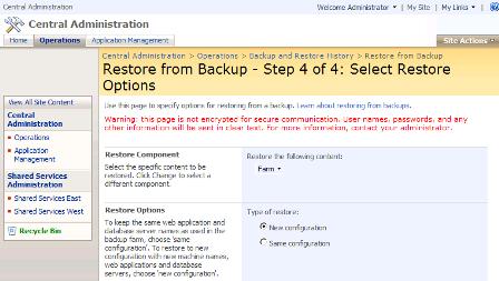 Restore from backup - Step 4 of 4
