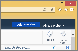 Screenshot of OneDrive button on SharePoint Server 2010 web site