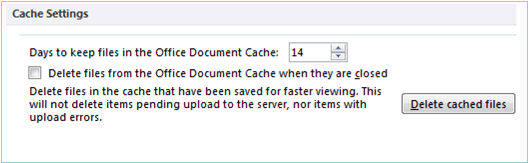 Upload Center cache settings