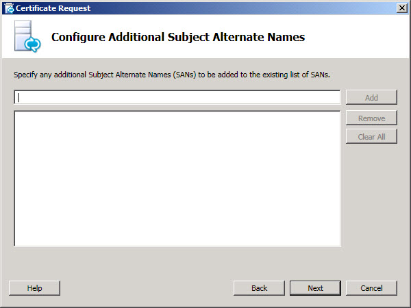 Configure Additional Subject Alternate Names