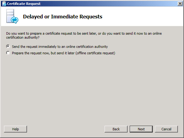 Delayed or Immediate Requests dialog box