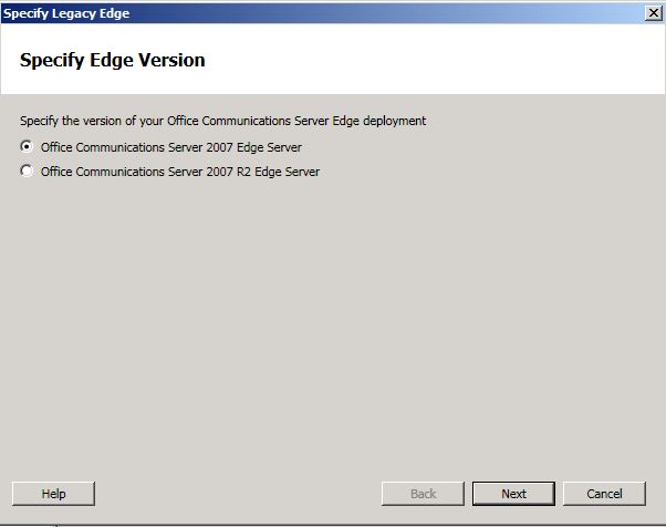 Specify Edge Version dialog box