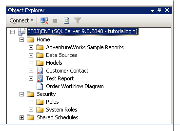 Object Explorer with report server