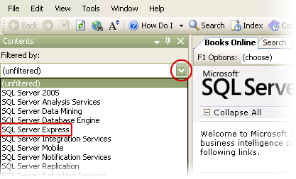 SQL Server Express Filter in Books Online