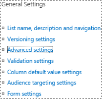 sharepoint library advanced settings