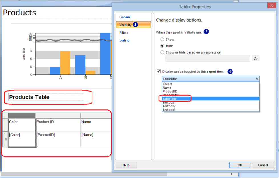 Configure a report table to be expanded.