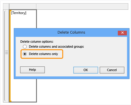 Delete Columns dialog box