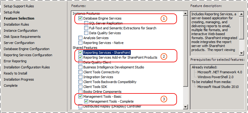 SSRS Feature Selection for SharePoint mode