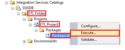 Executing a package using Management Studio