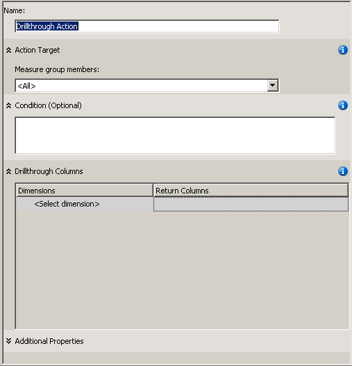 Blank Action template in the display pane