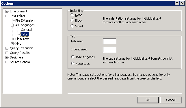 Appearance of the Tabs dialog box