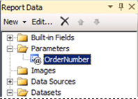 The new parameter is added to the Report Data pane