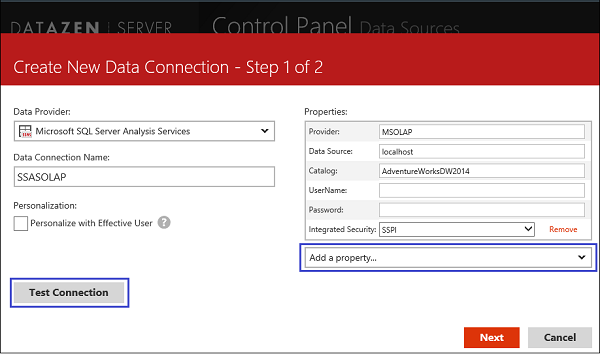 SSAS data source definition in Control Panel