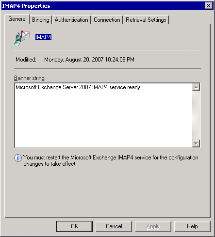 Figure 2 Exchange Management Console for POP3/IMAP4
