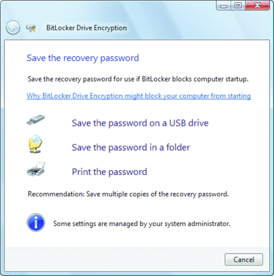 Figure 3 Saving your recovery password