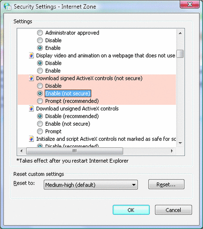 Figure 4 An Unsecure Setting Highlighted