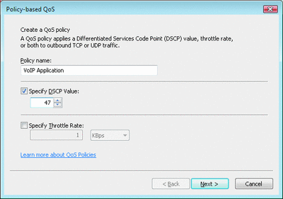Figure 5 Creating a QoS Policy