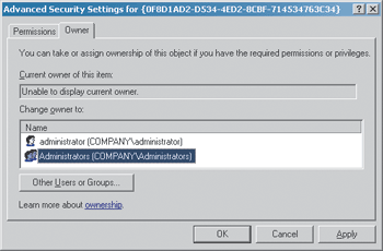 Figure 4 Select Administrators as New Owner