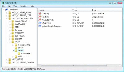 Figure 3 Opening the Windows PE Registry