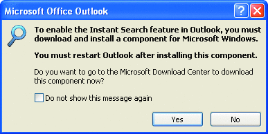 Figure 3 Instant Search feature dialog in the 2007 Office system