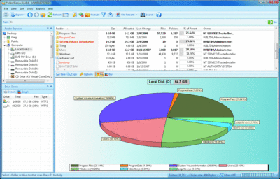 FolderSizes offers chart visualization of system folders 
