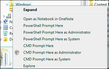 Figure 2 CMD Prompt Here as System and PowerShell Prompt Here as System options