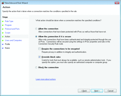 Figure 2 Checking the Override block rules option to configure an authenticated bypass rule