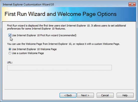 You can also set the First Run wizard and Welcome Page options.