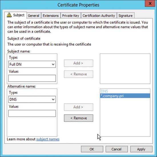 Your certificate properties can include a wildcard.