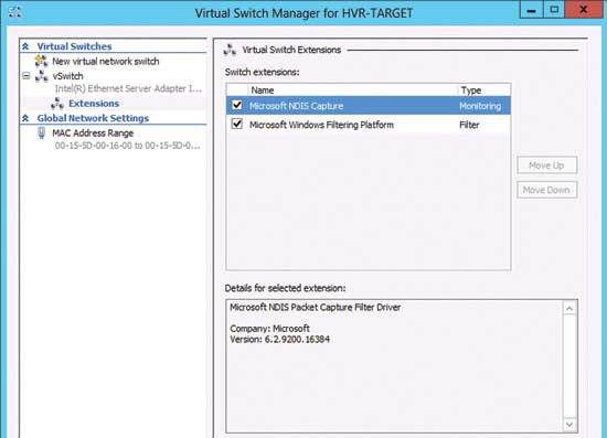 Enabling and configuring network extensions in the new virtual switch is easy
