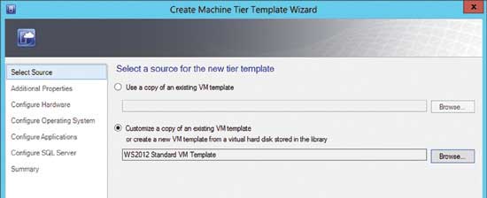 The wizard for creating a machine tier template.