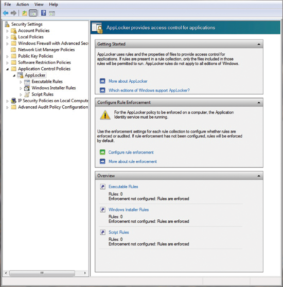 Figure 1 Configuring AppLocker in Windows 7